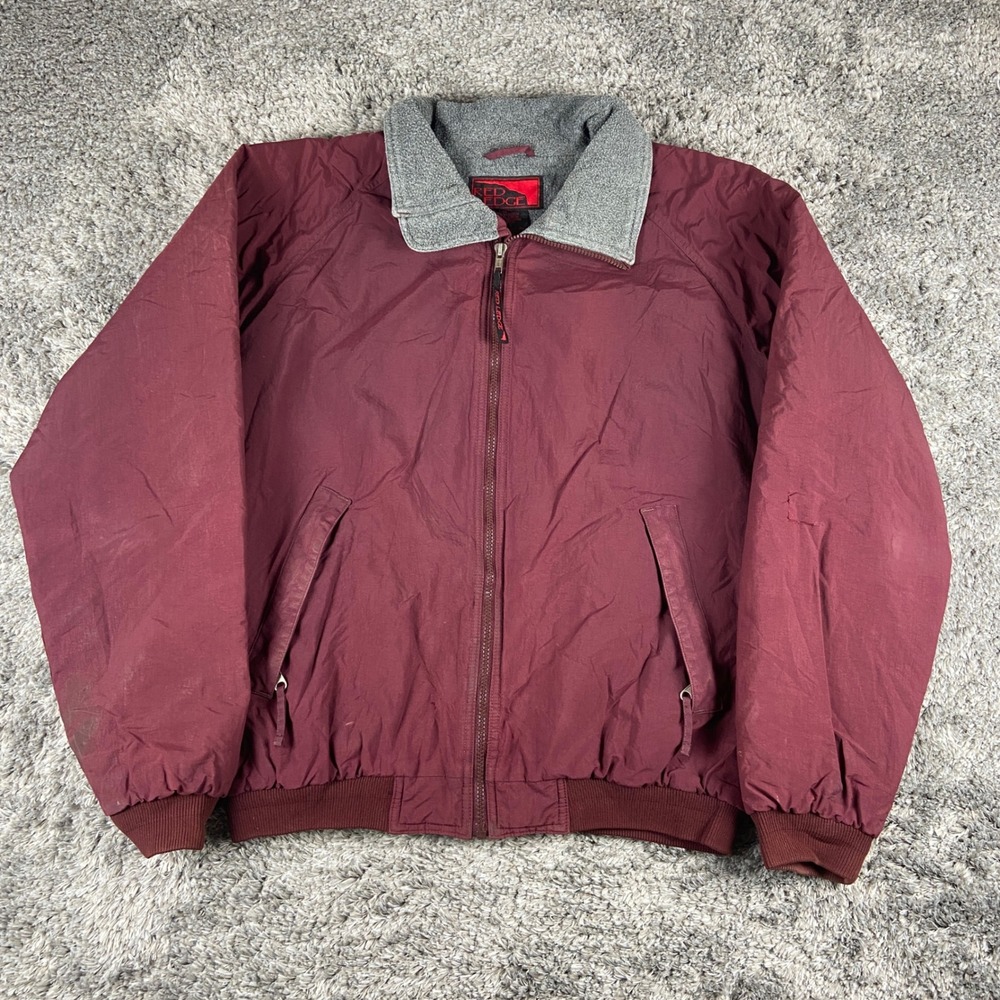 Red Ledge Bomber Jacket Mens M Maroon Fleece Lined Full Zip Outdoor Gorpcore